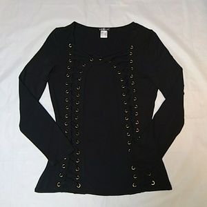 Black Lace-Up Top